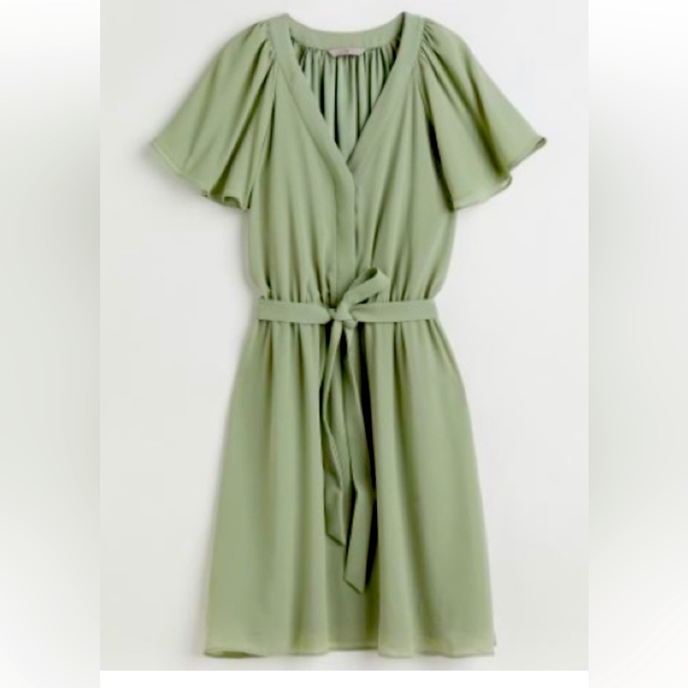 H&M Sage Green Midi Wrap Dress